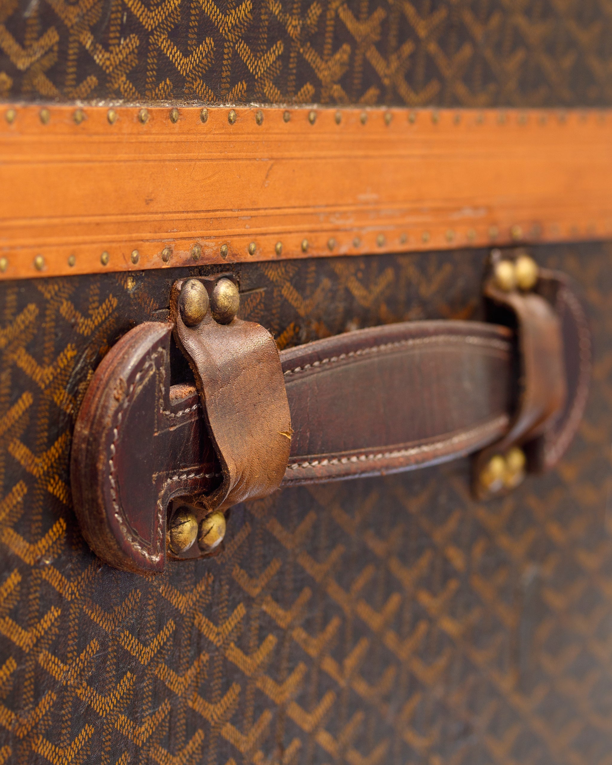 Leather Steamer Trunk with Key from Goyard, 1893